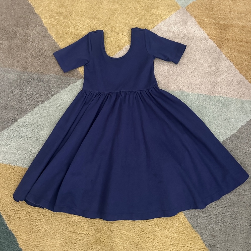 Alice + Ames Girls Navy Scoop-Back Twirl Dress - Comfortable Everyday